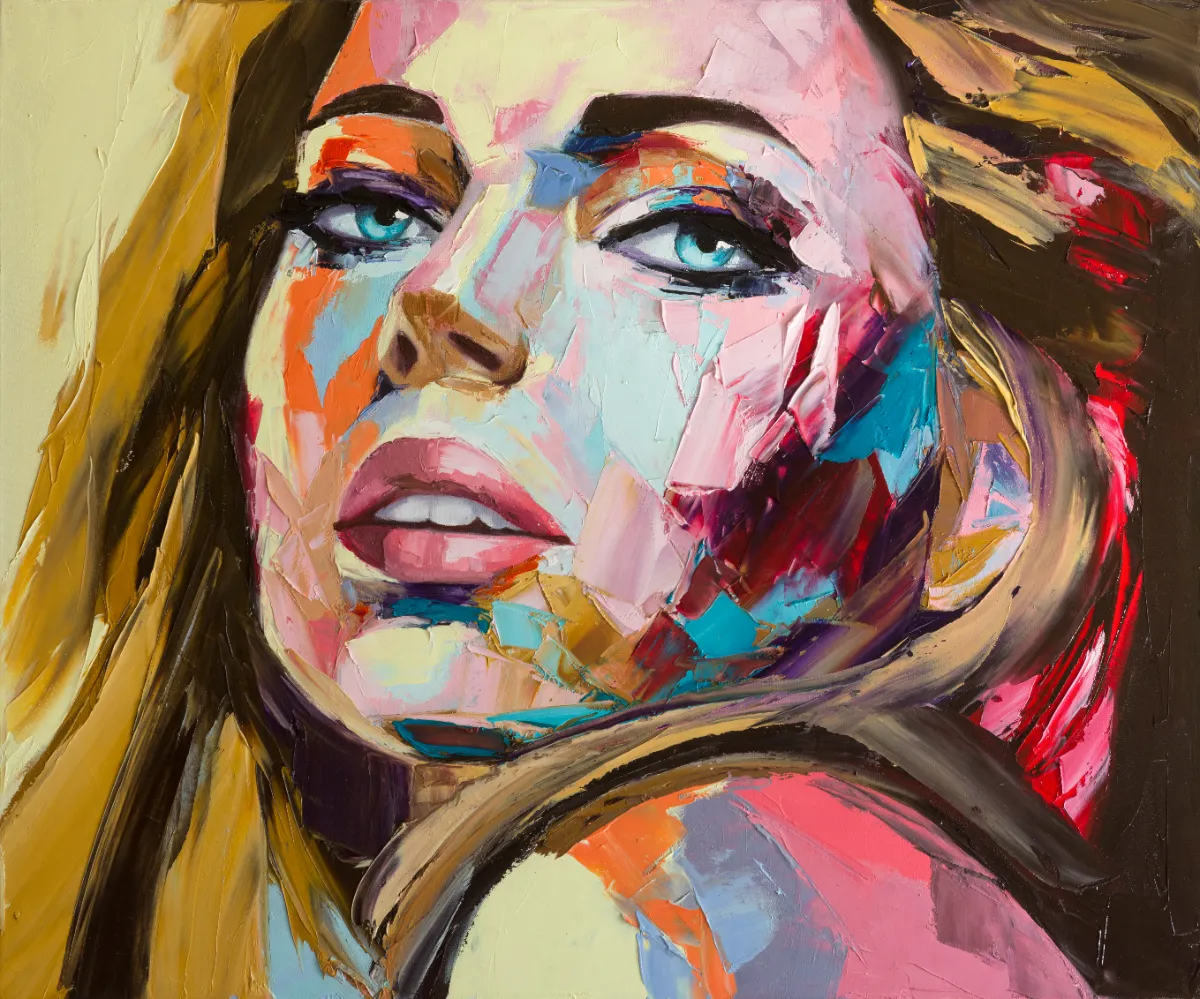 abstract oil painting of female face