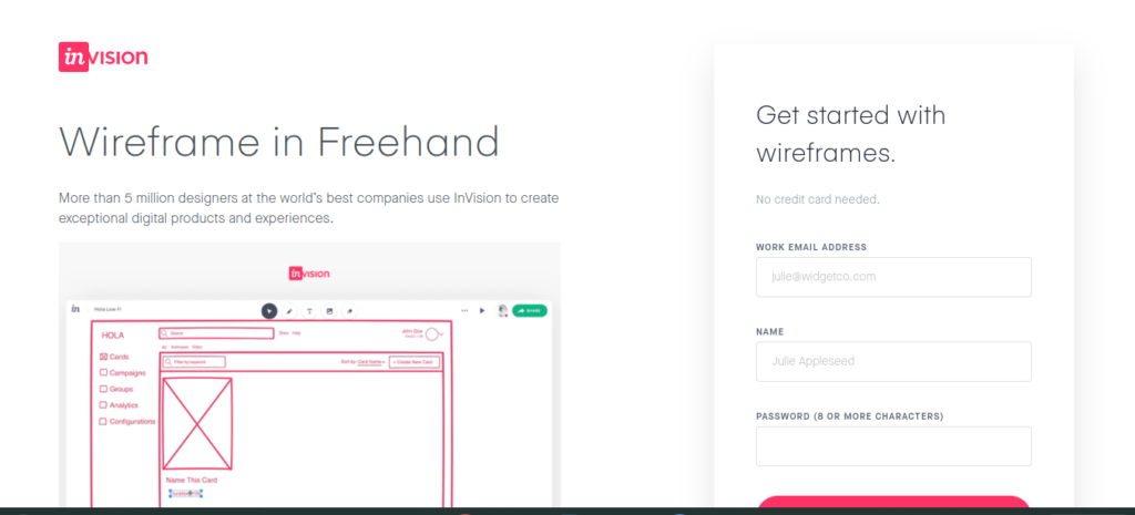 free wireframe tool - invision