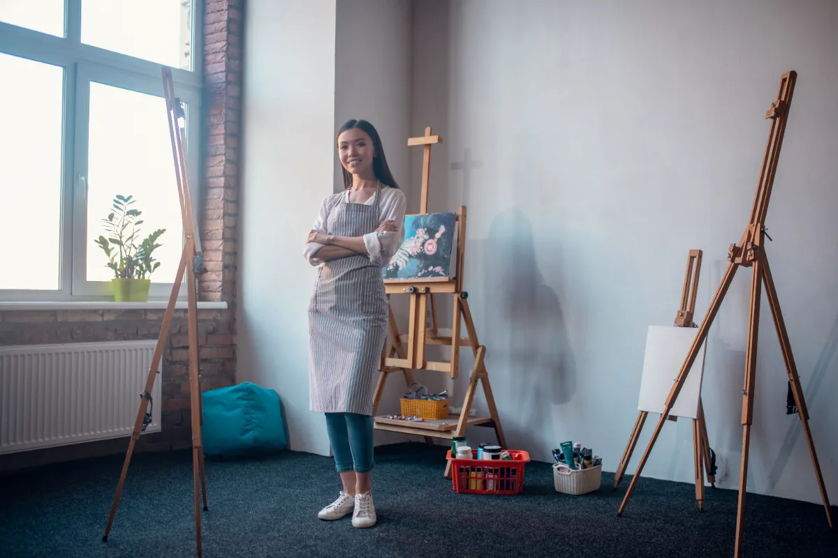 woman standing in art studio