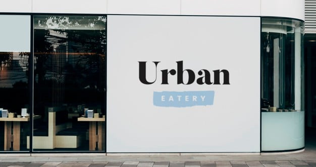 urban restaurant wall signage mockup