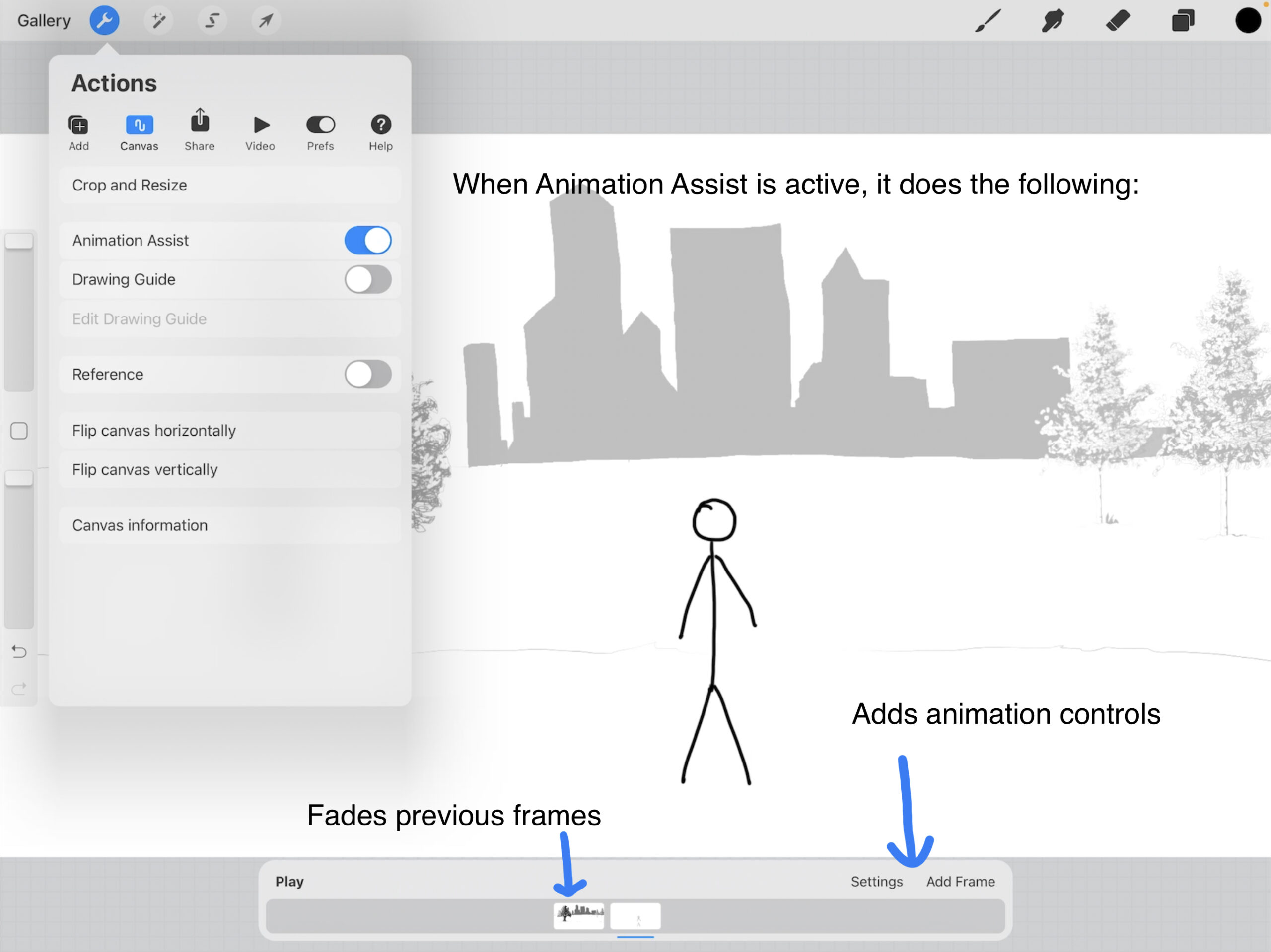 procreate animation tools animation assist