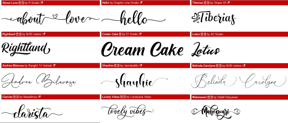 107 Most Beautiful Free Modern Calligraphy Fonts