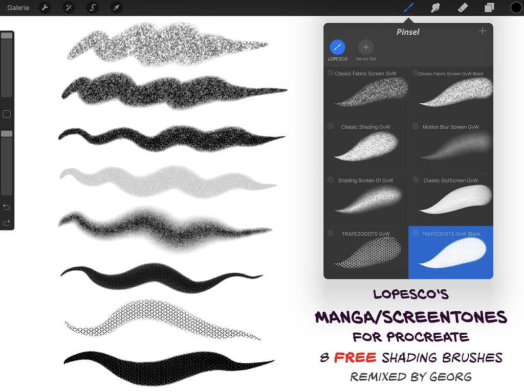 manga screentone brushes 8 pack