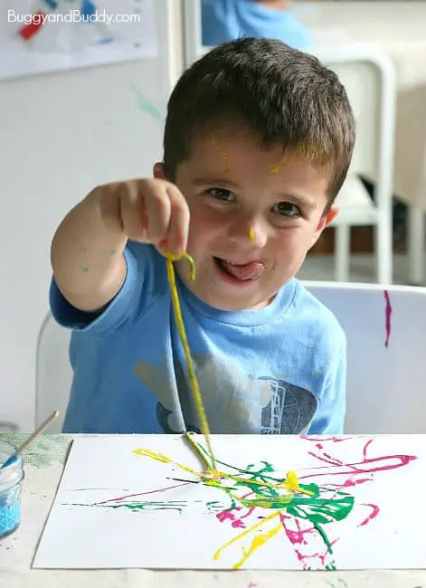 Painting using Yarn Painting Ideas for Kids