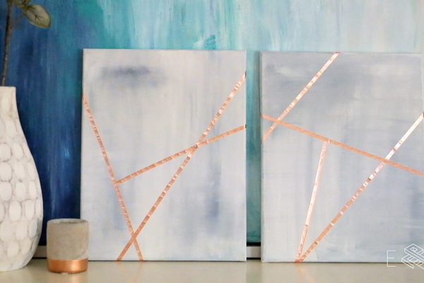 pair of abstract paintings