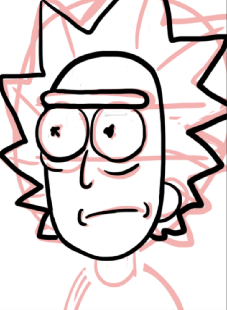 19 Easy Cartoon Characters to - How To Draw Rick Sanchez 770x1048