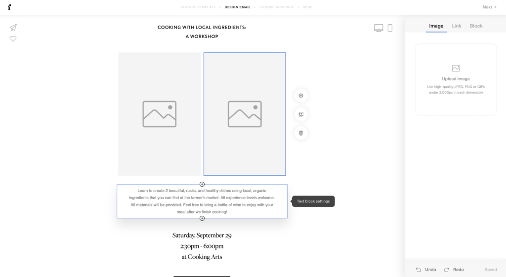 mailchimp vs flodesk: flodesk email interface