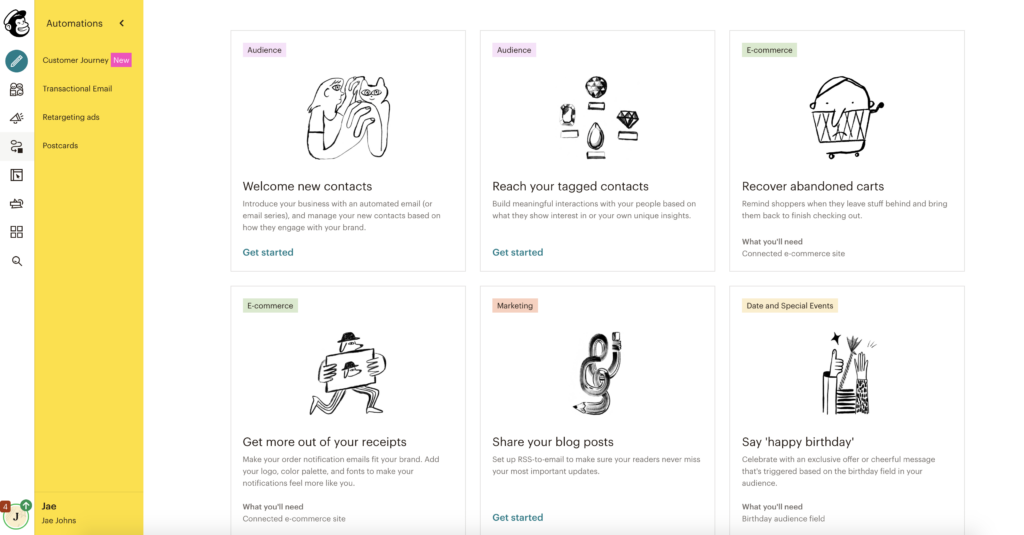 mailchimp vs flodesk: mailchimp automations