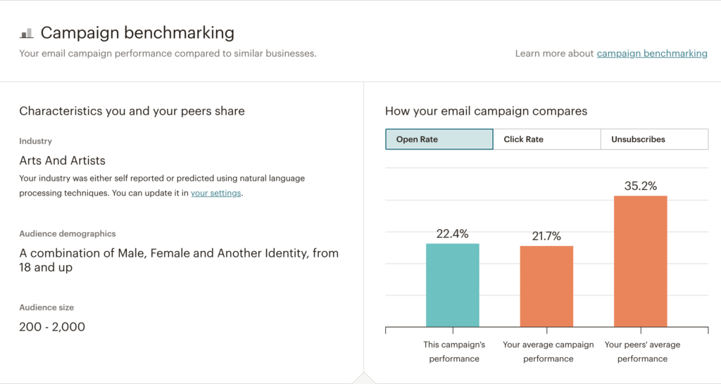 mailchimp vs flodesk: mailchimp campaign reporting