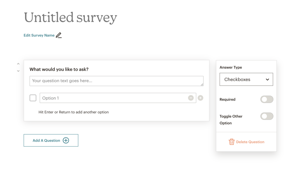 mailchimp vs flodesk: mailchimp surveys