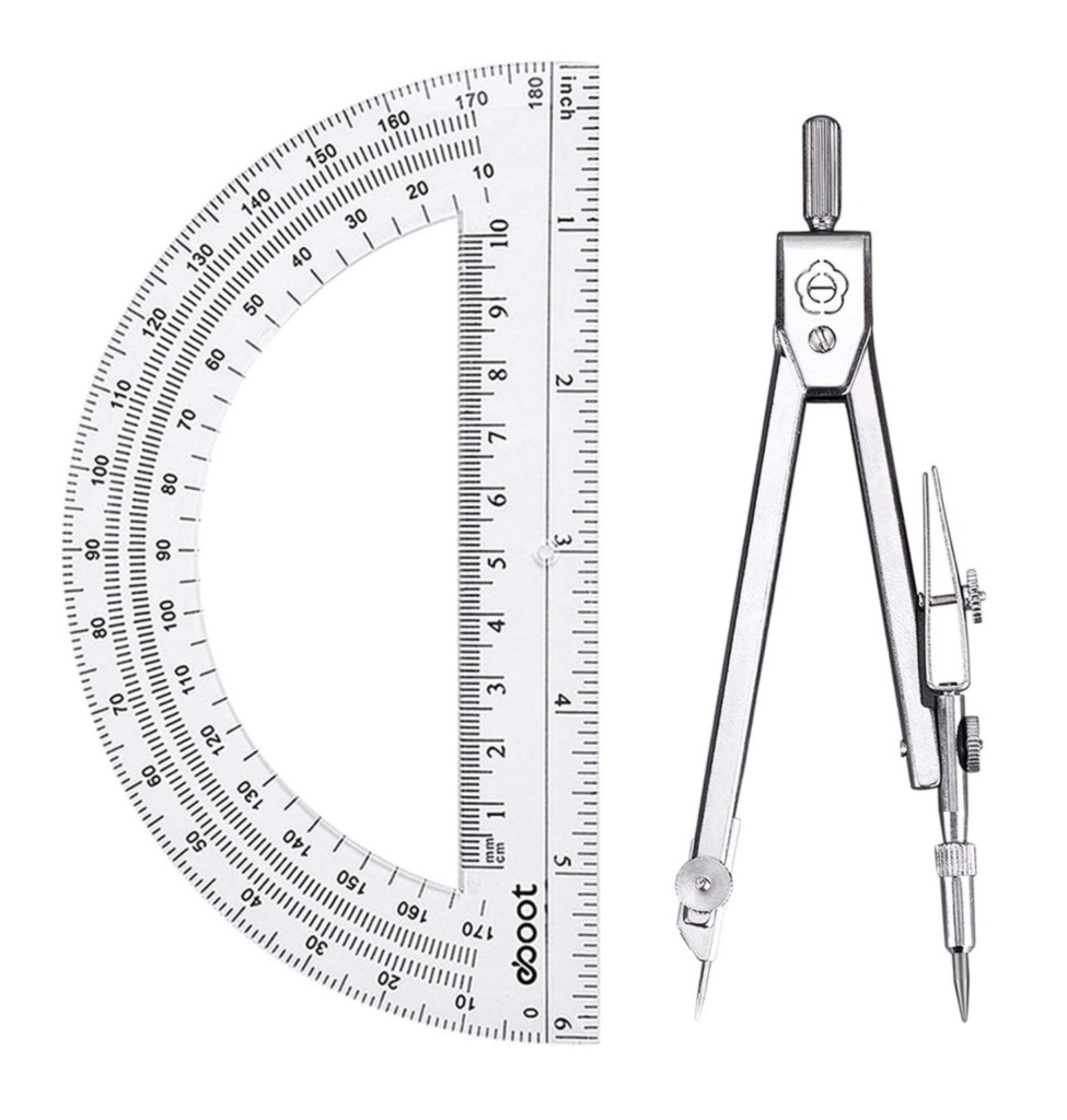 protractor and compass