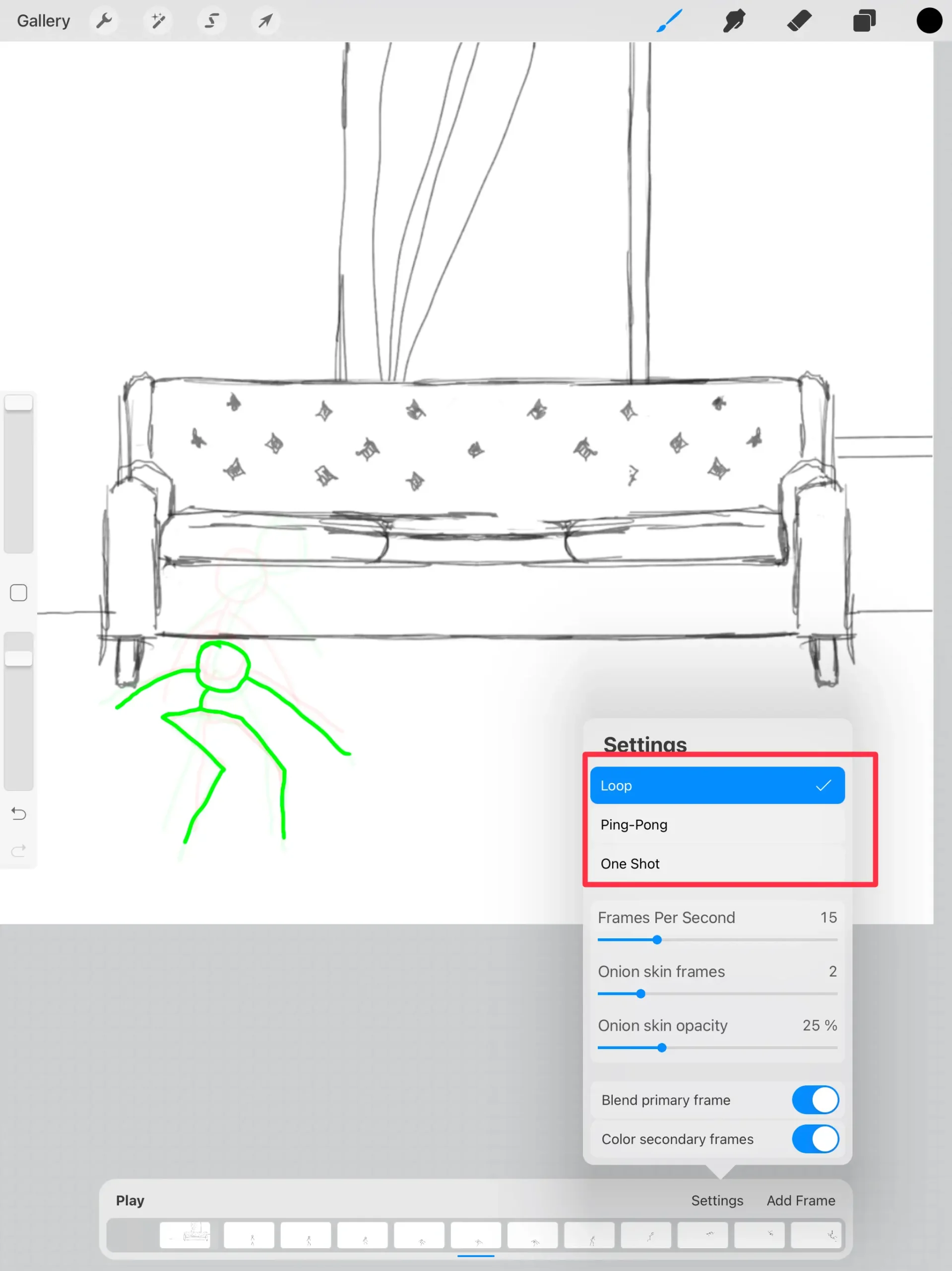 animation playback setting