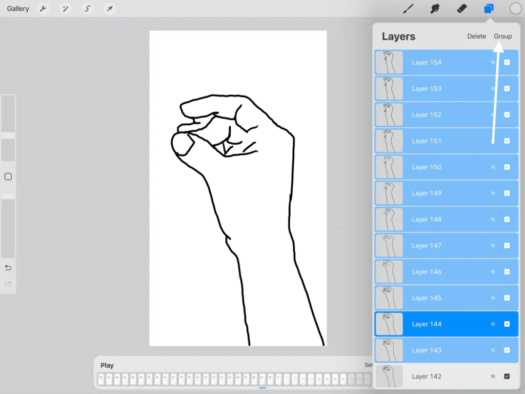 grouping procreate animation layers