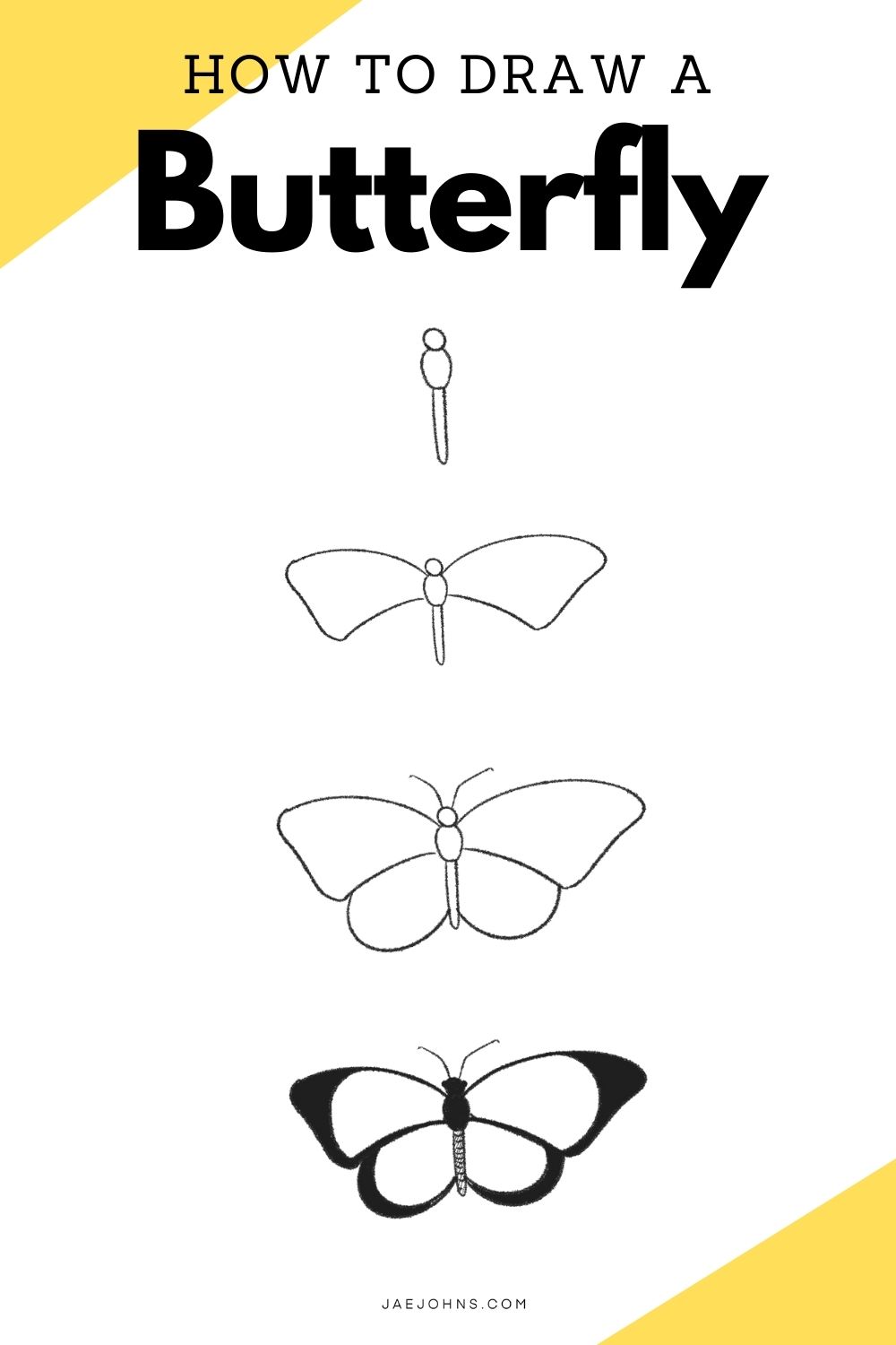 How To Draw A Butterfly Step By Step Easy Drawing Tutorial For Kids And 