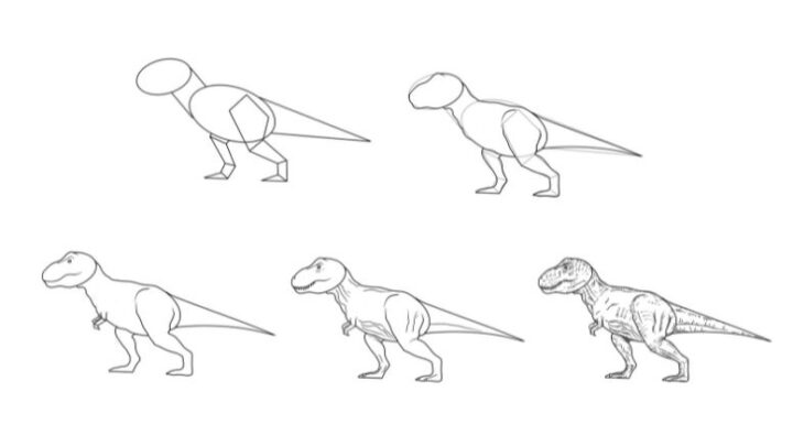 How to Draw a Realistic Dinosaur (5 Step by Step Pictures)