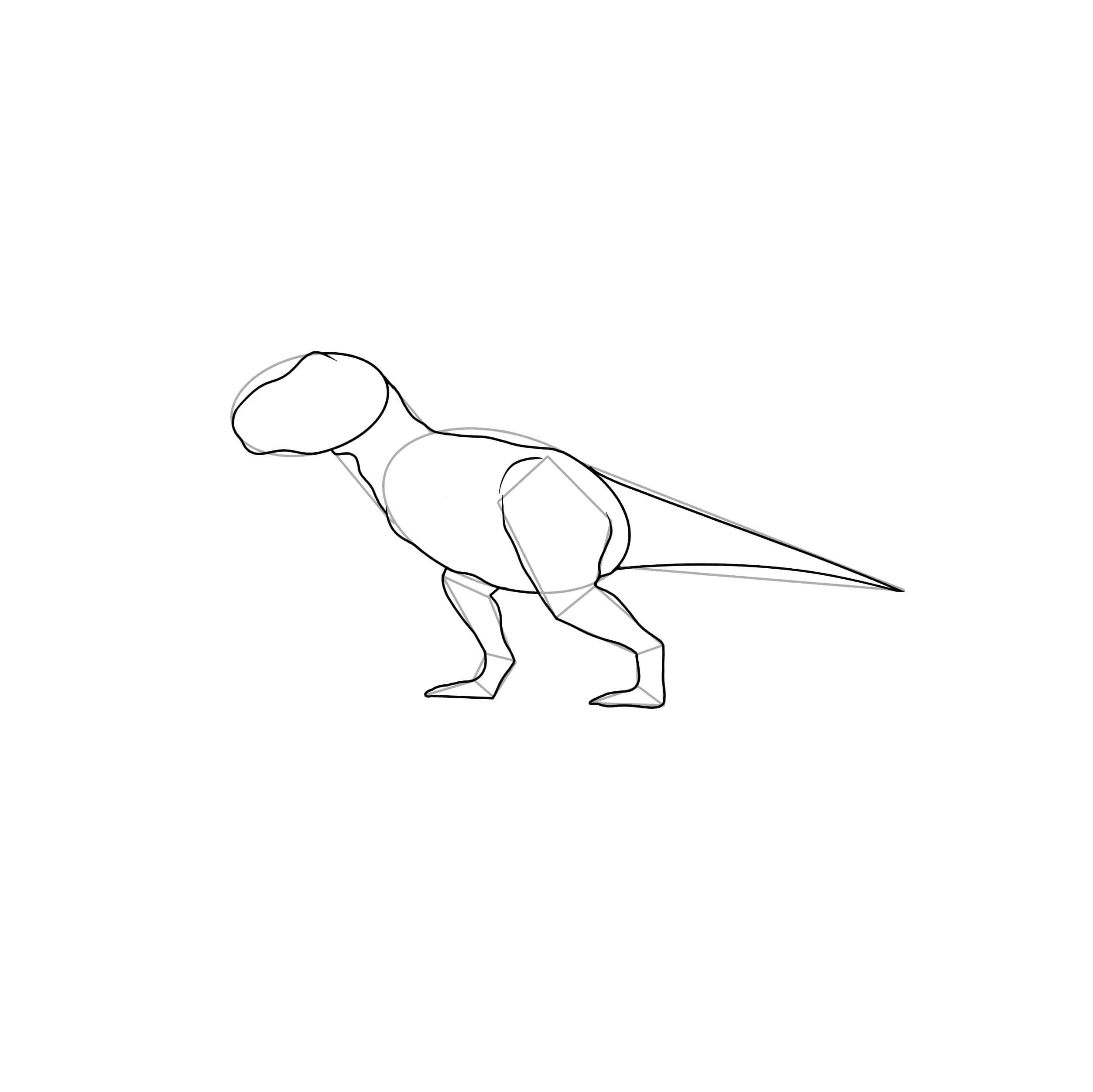how to draw a realistic dinosaur step 2 erase outline and draw new lines for dinosaur head body feet and tail