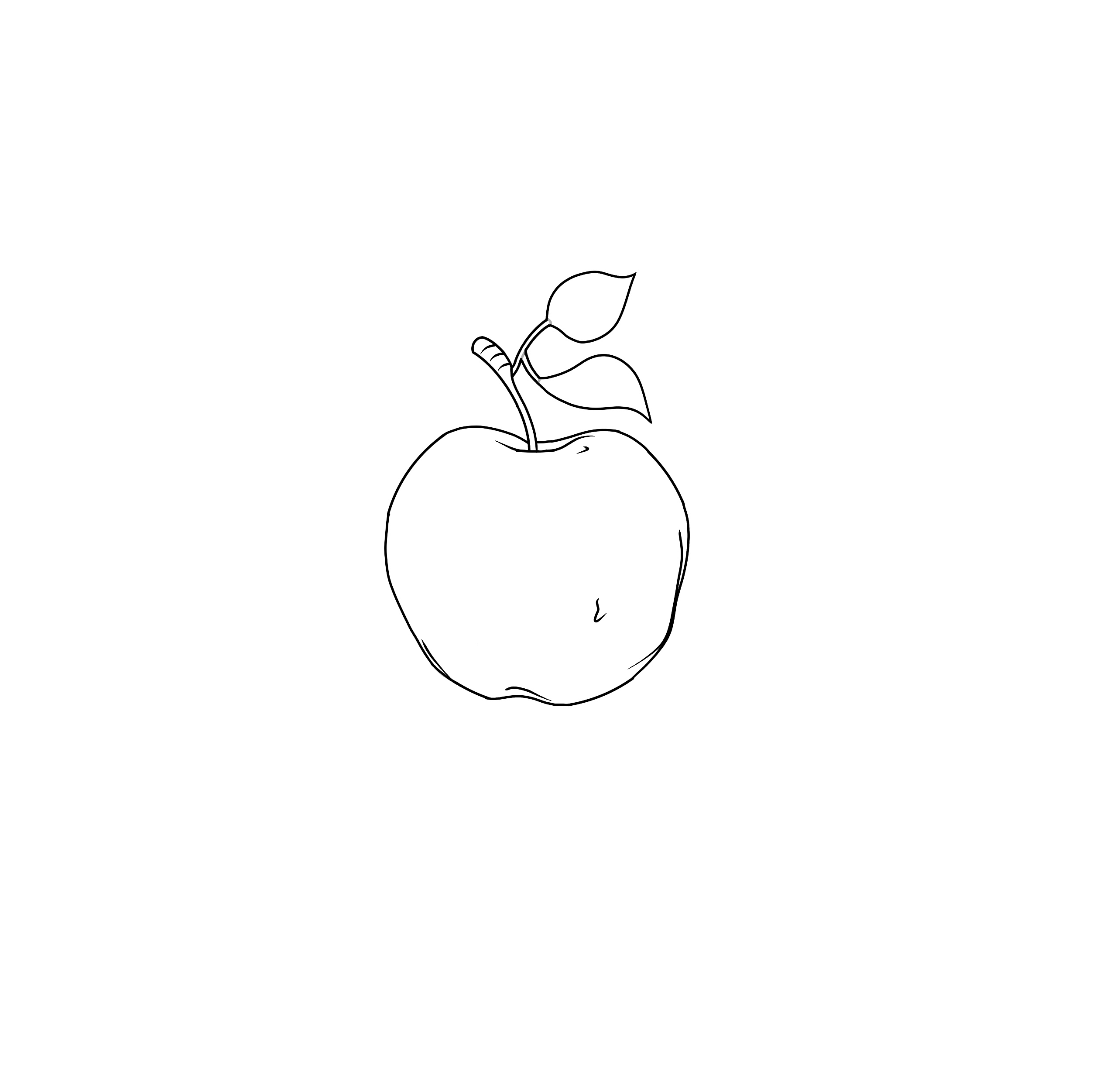how to draw an apple step 3 draw apple leaves and stem