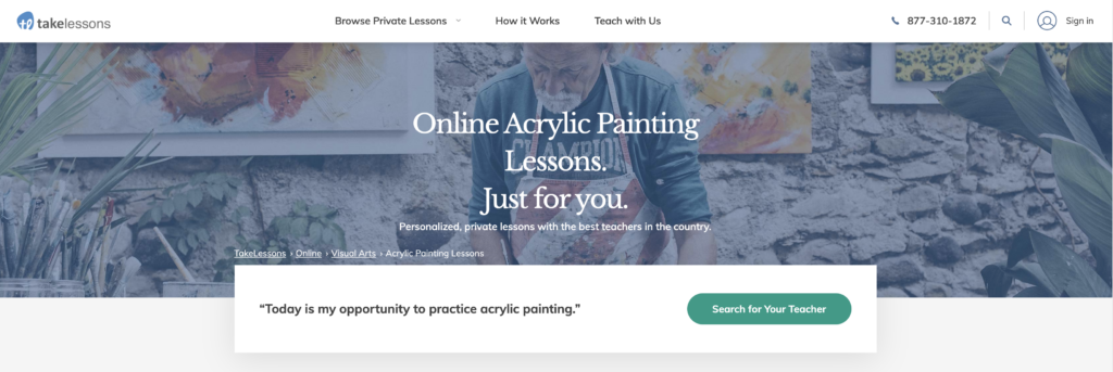 online acrylic painting class by take lessons