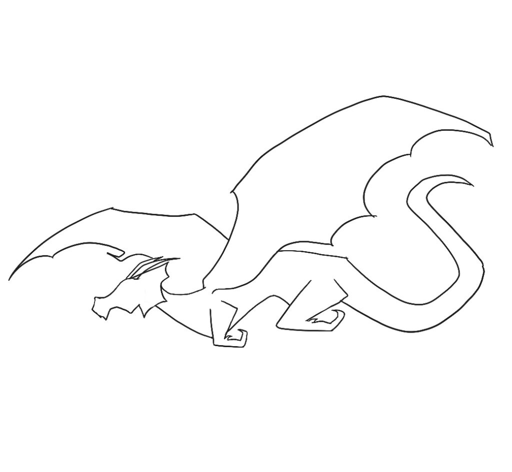 dragon drawing - dragon flying step 12