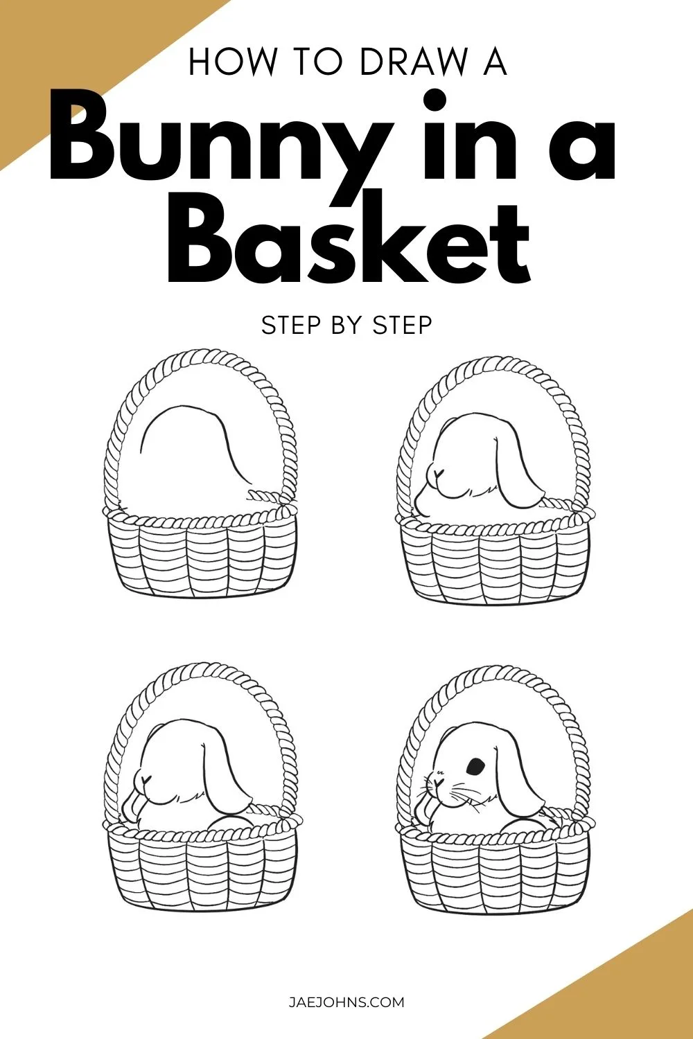 how to draw a bunny in a basket