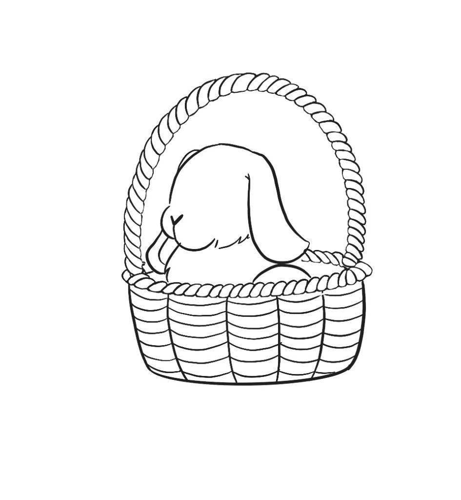 how to draw a bunny in a basket step 13