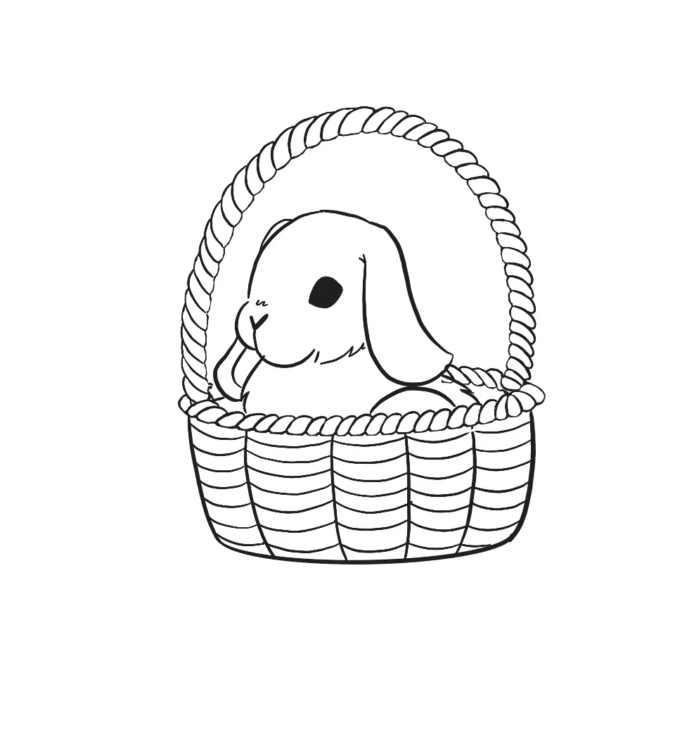 how to draw a bunny in a basket step 14