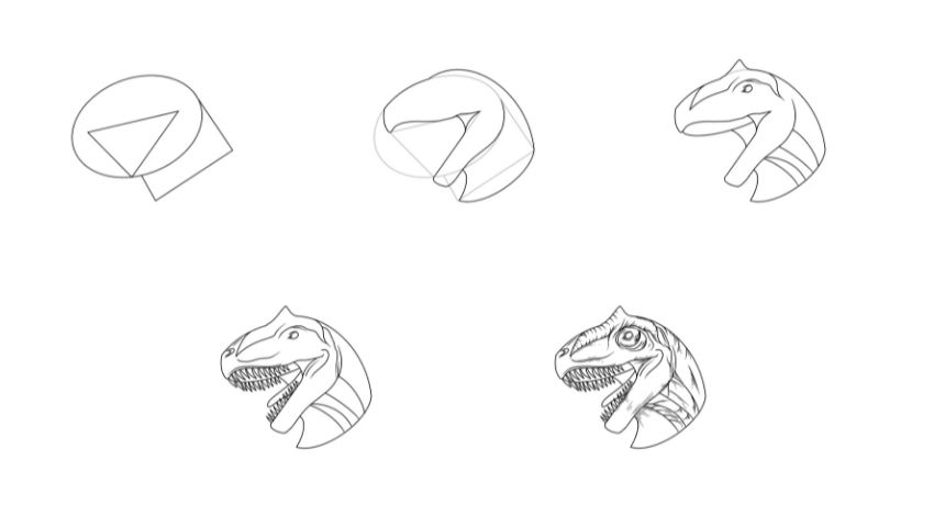 How to Draw a Dinosaur Head (5 Easy Steps)