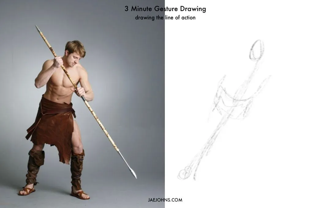 how to gesture draw - line of action 3 mins