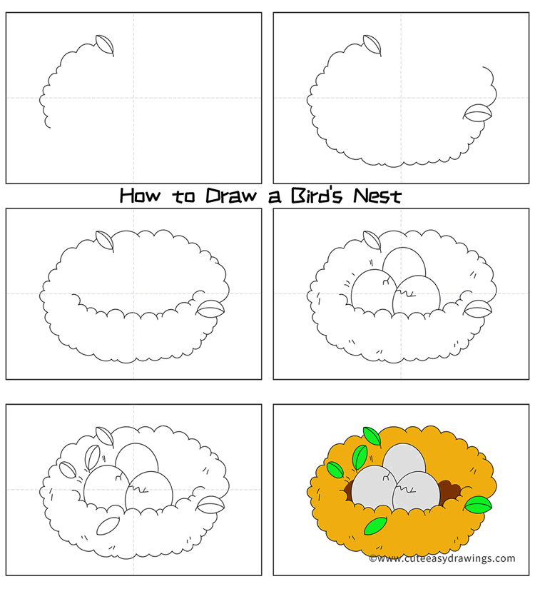 how to draw a birds nest