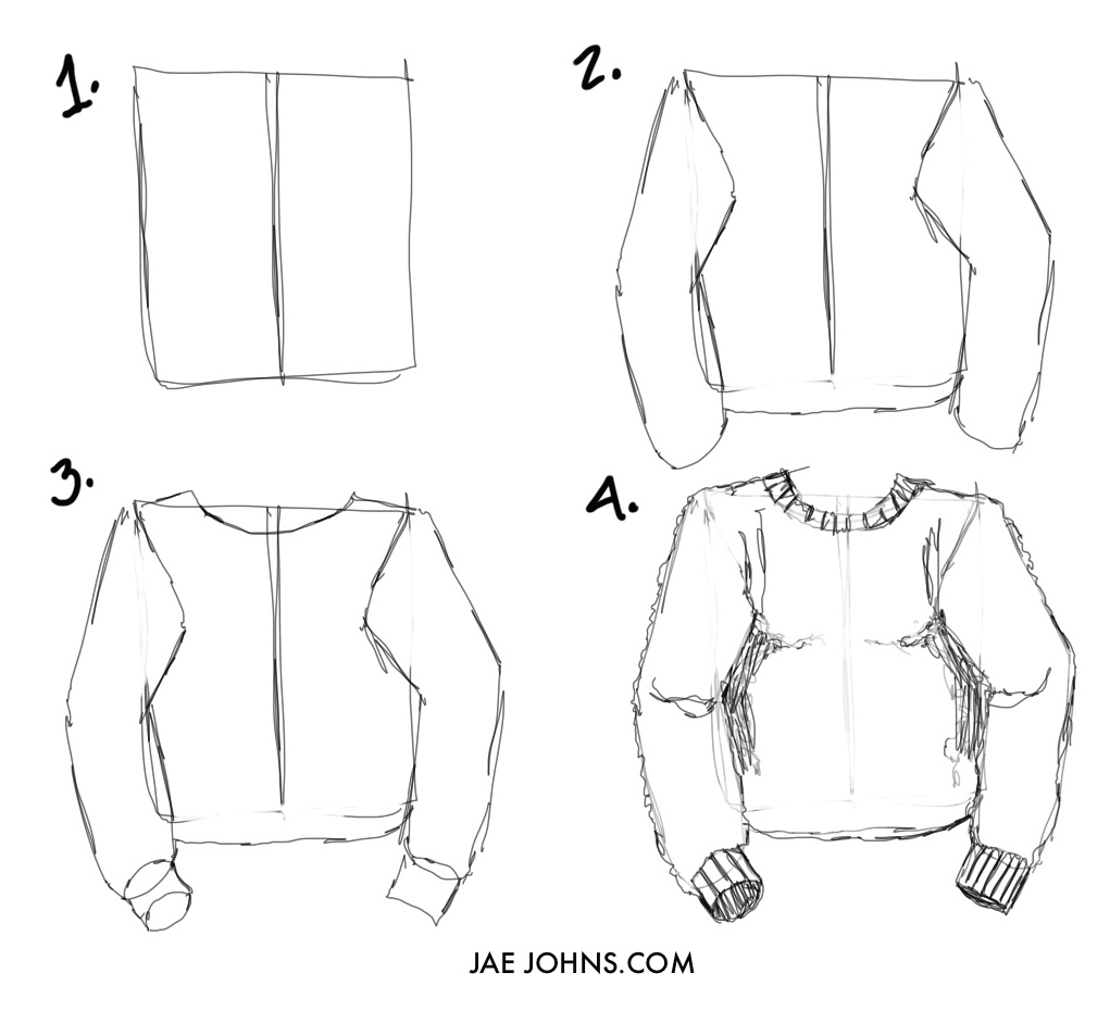 how to draw a sweater