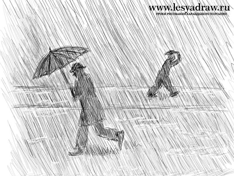 how to draw rain