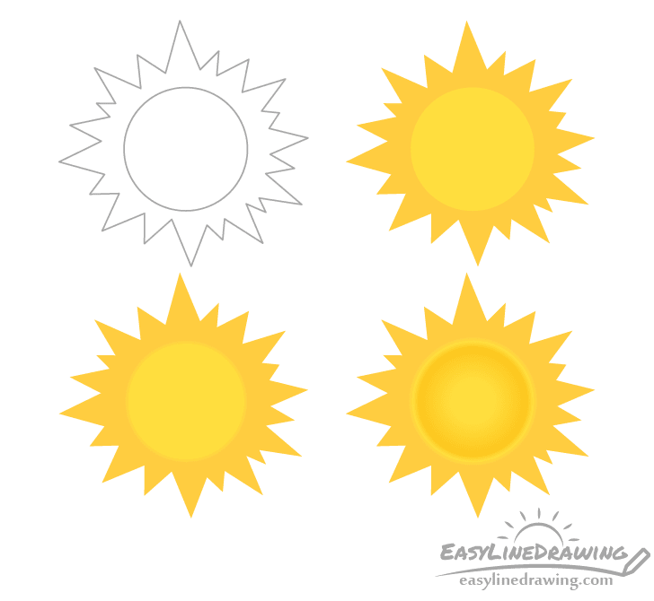 how to draw the sun