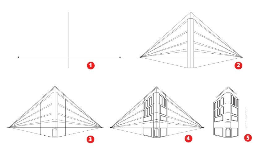 Two point perspective line drawing study art Vector Image