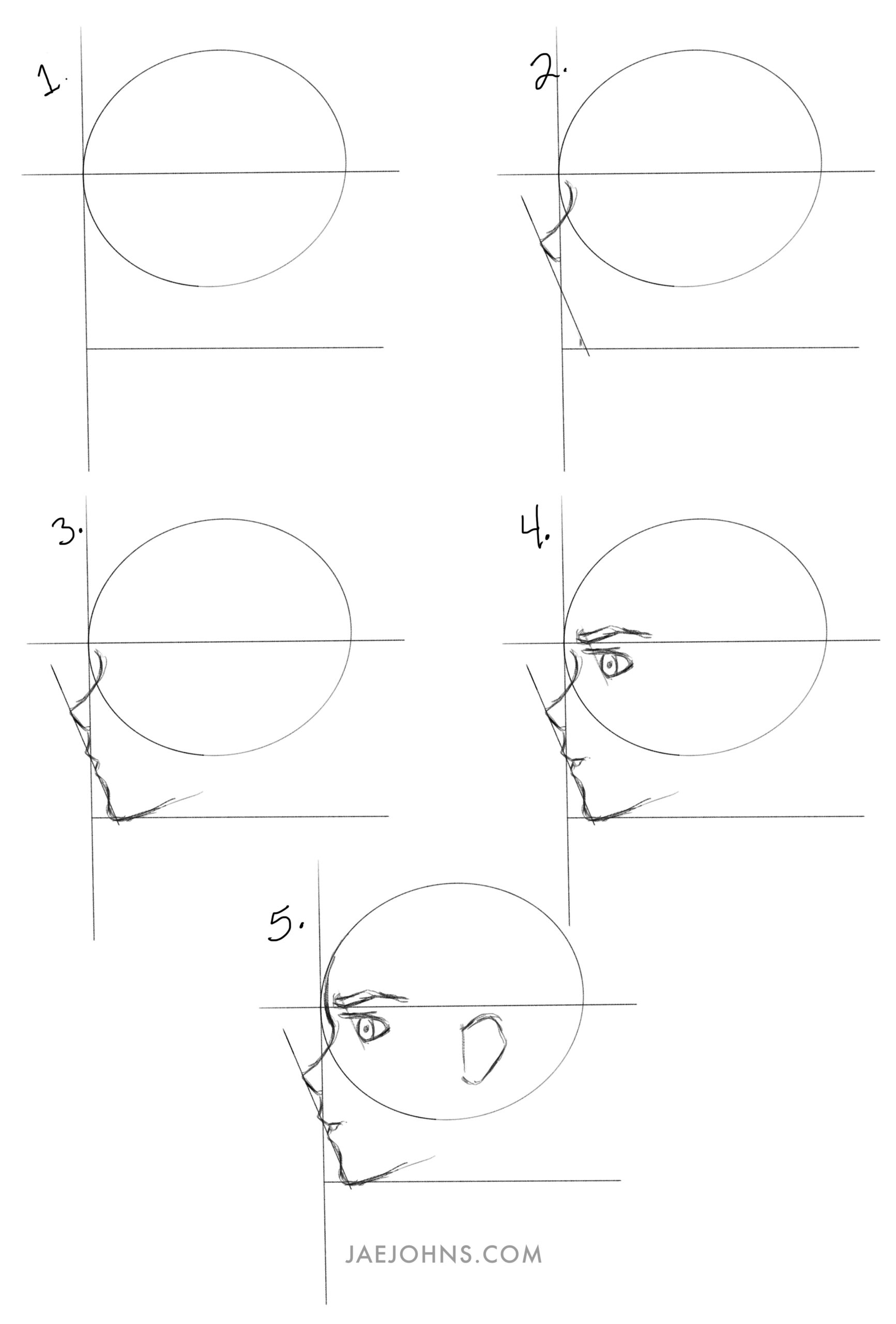how to draw anime face side view