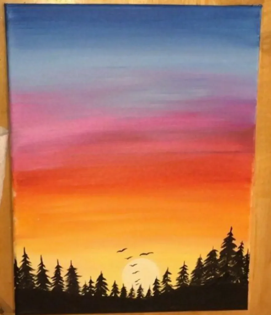 85 Easy Acrylic Painting Ideas On Canvas For Beginners   Dusk Landscape 881x1024.webp