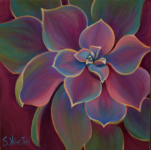 flowers in succulent painting style