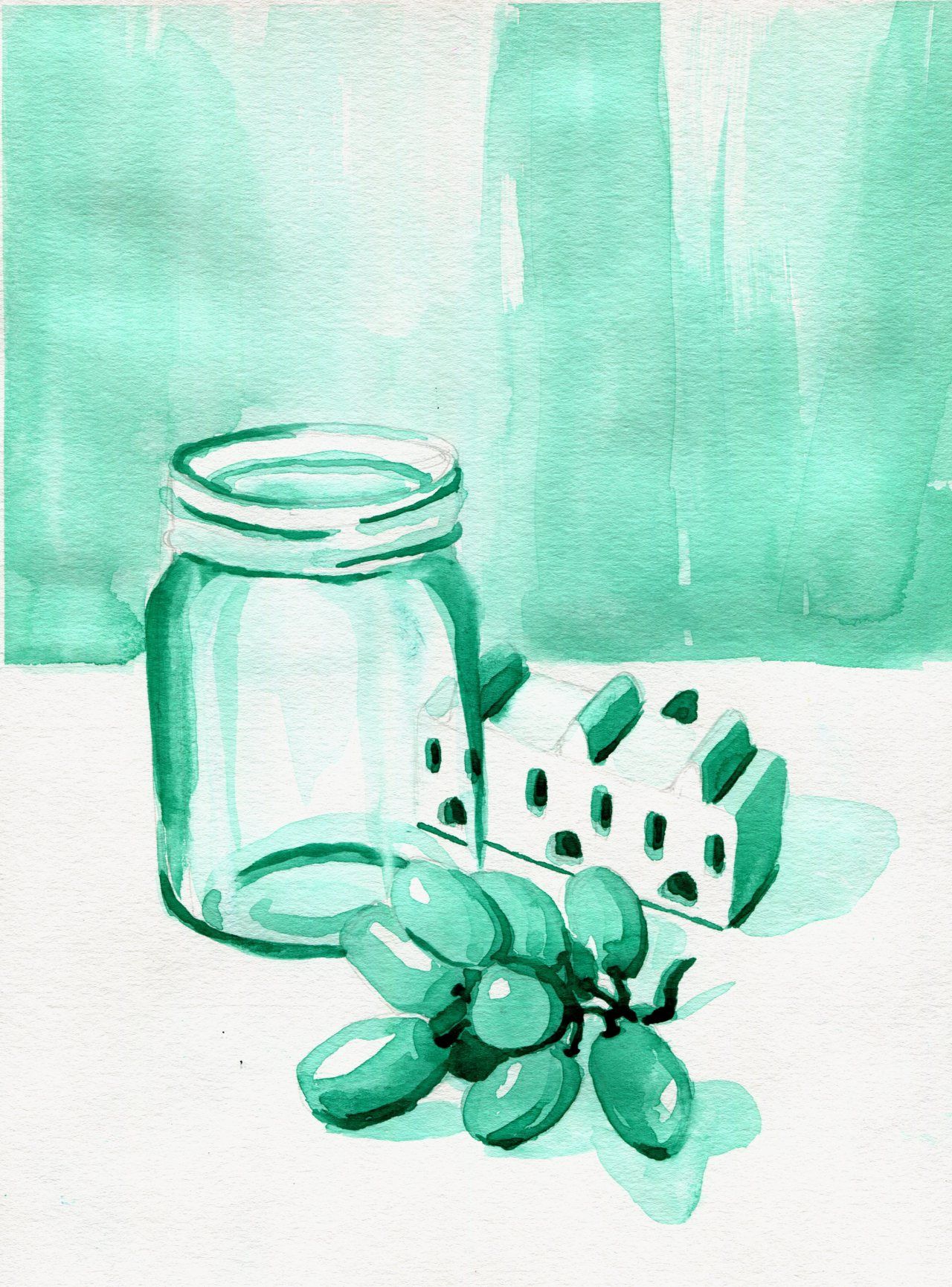 monochromatic watercolor painting