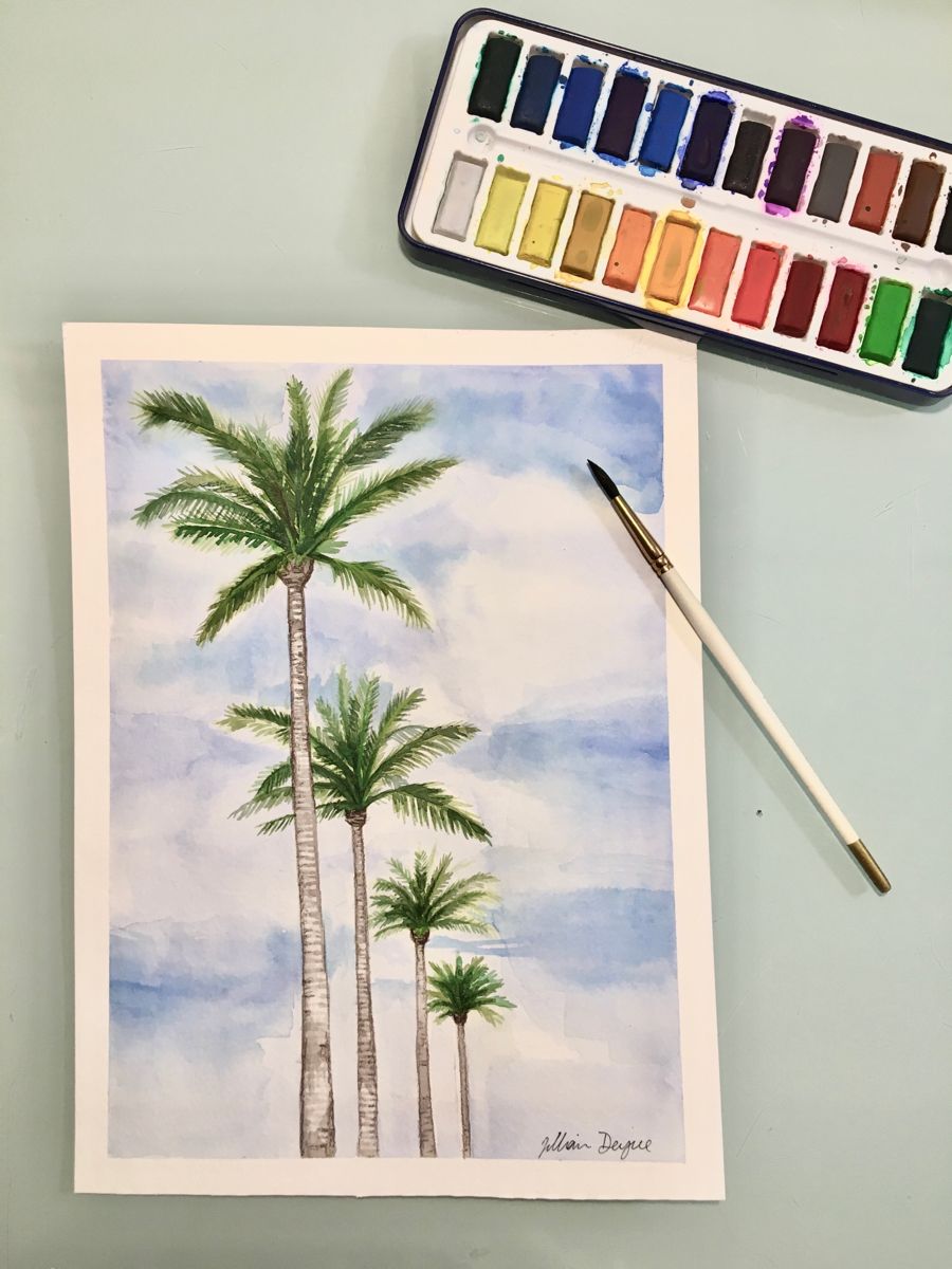 watercolor palm trees