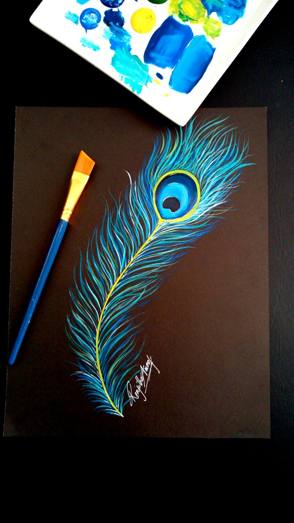 peacock feather painting