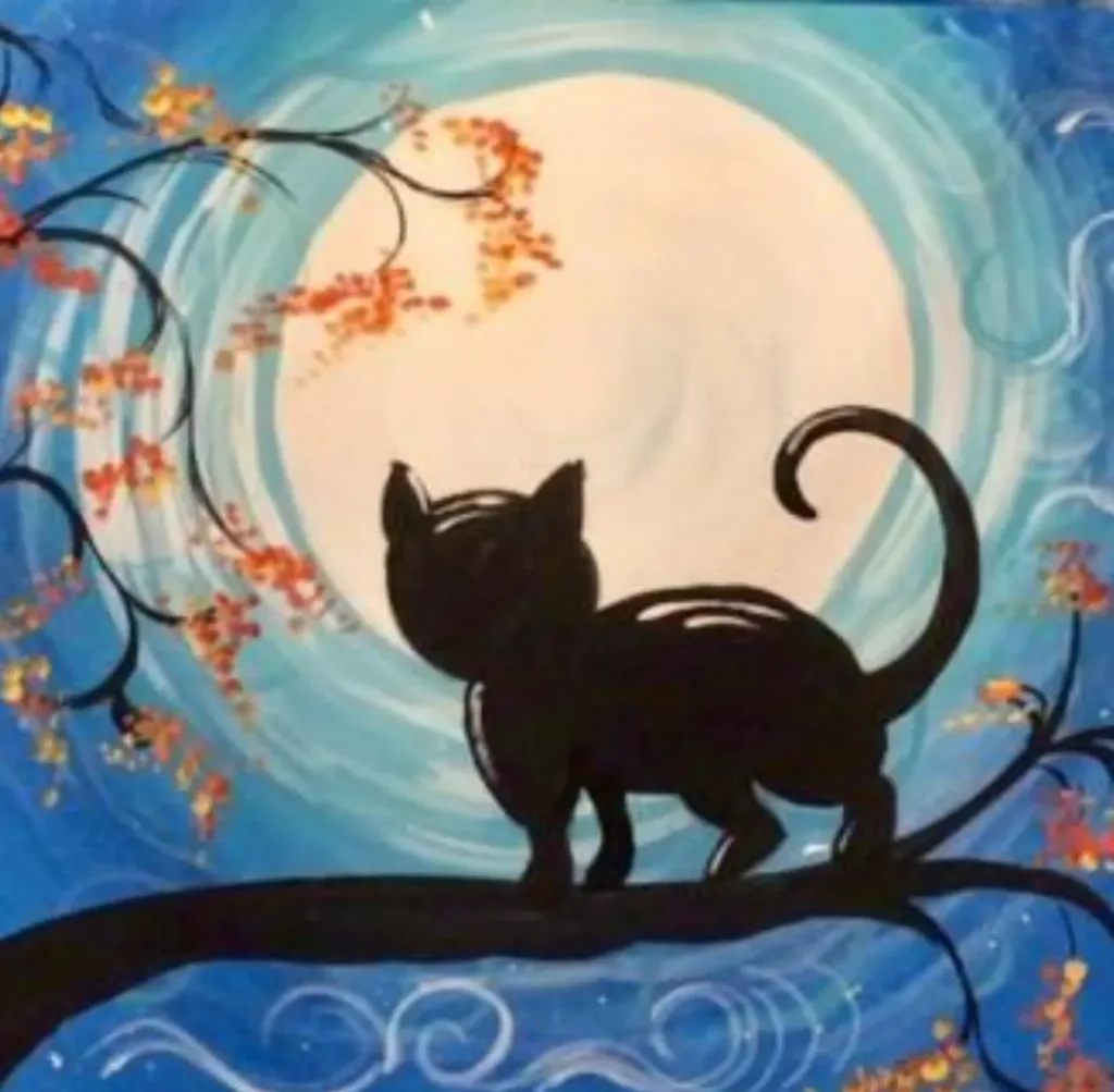 shadow painting of cat