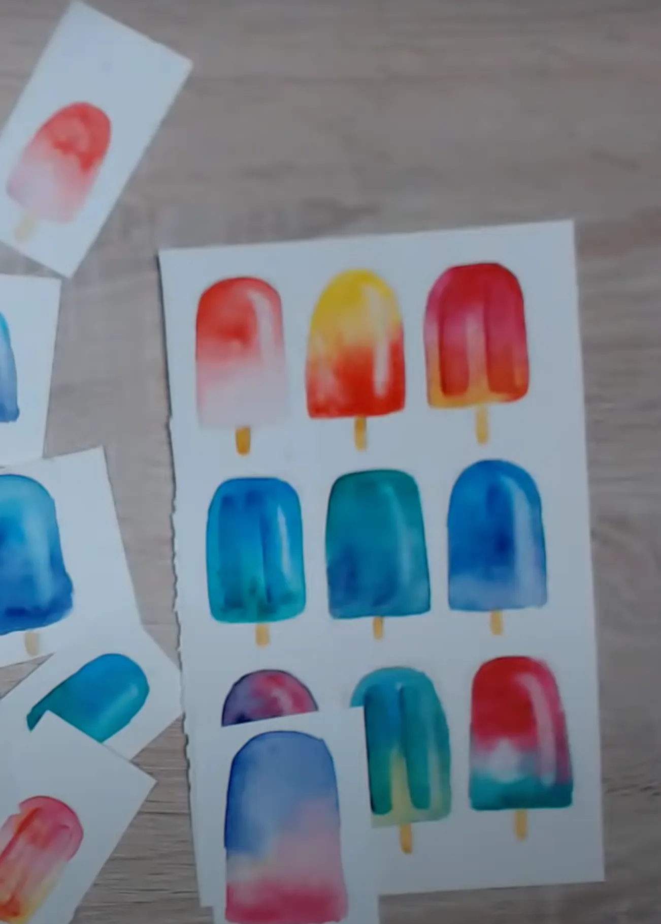 watercolor popsicle sticks