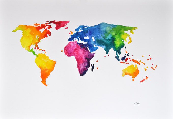 watercolor world map