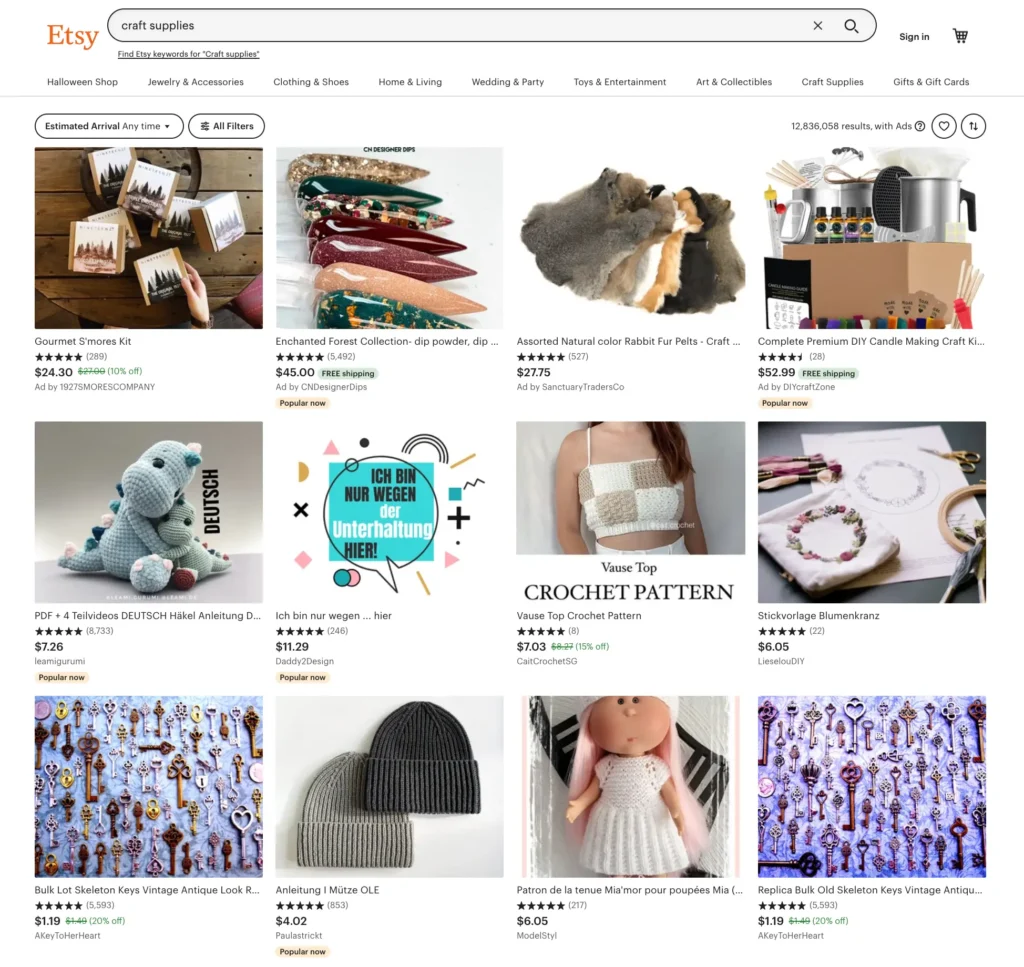 best things to sell on etsy: craft supplies