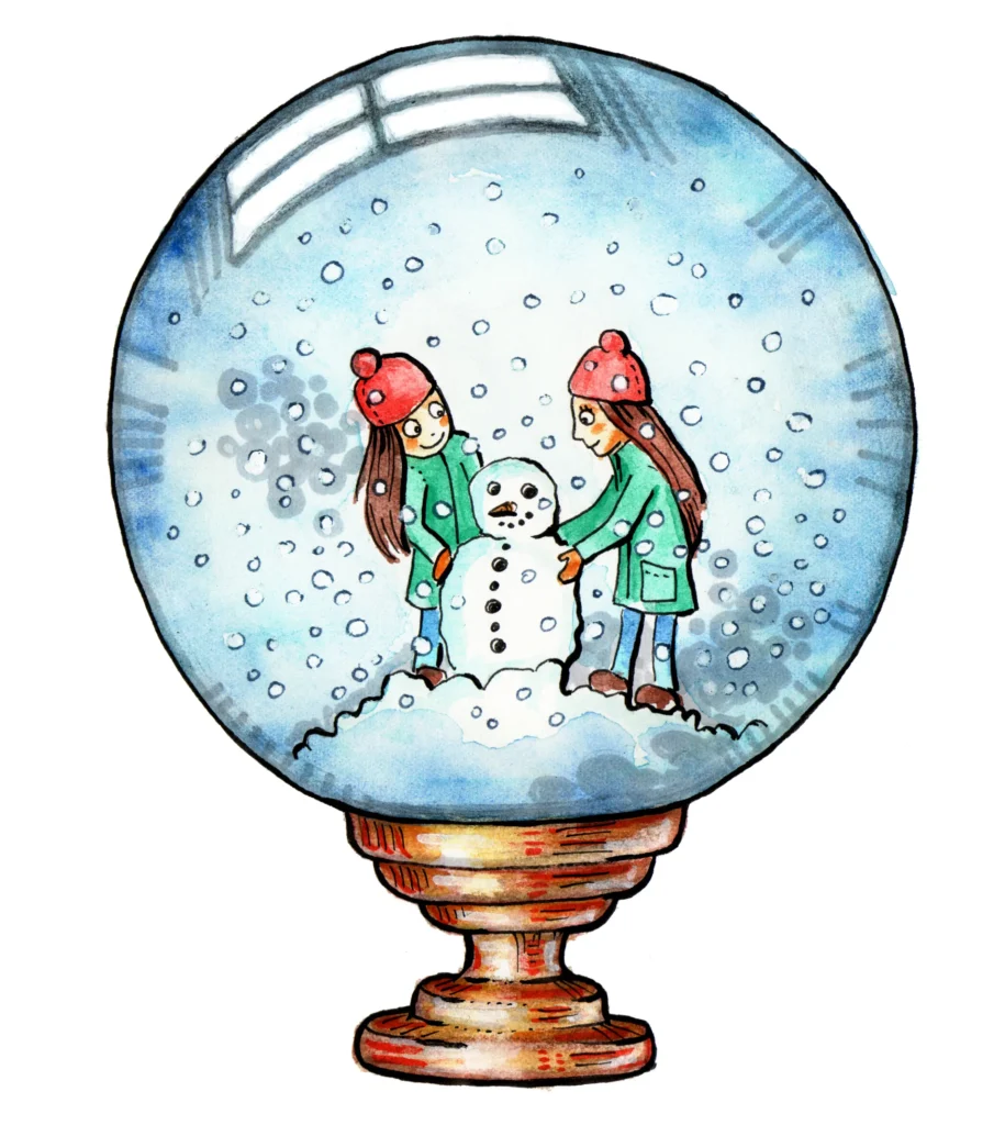 Christmas drawing idea - snow globe