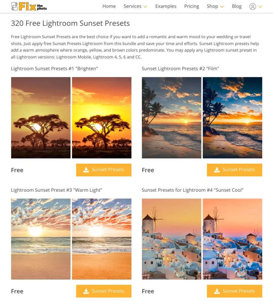 sunset lightroom plugins
