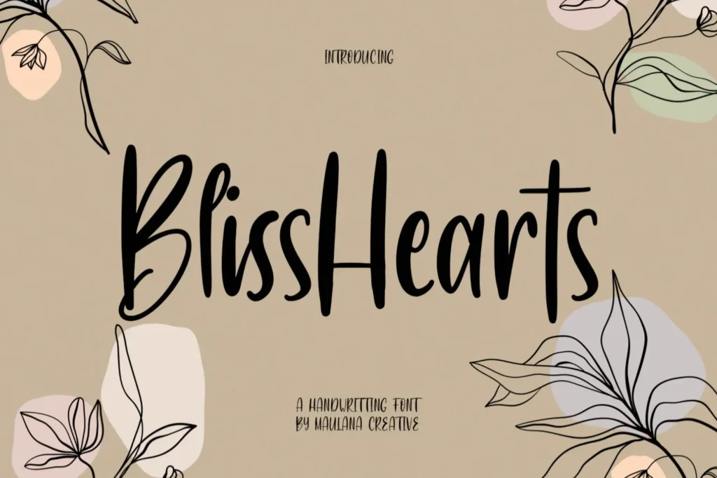 bliss hearts handwriting font