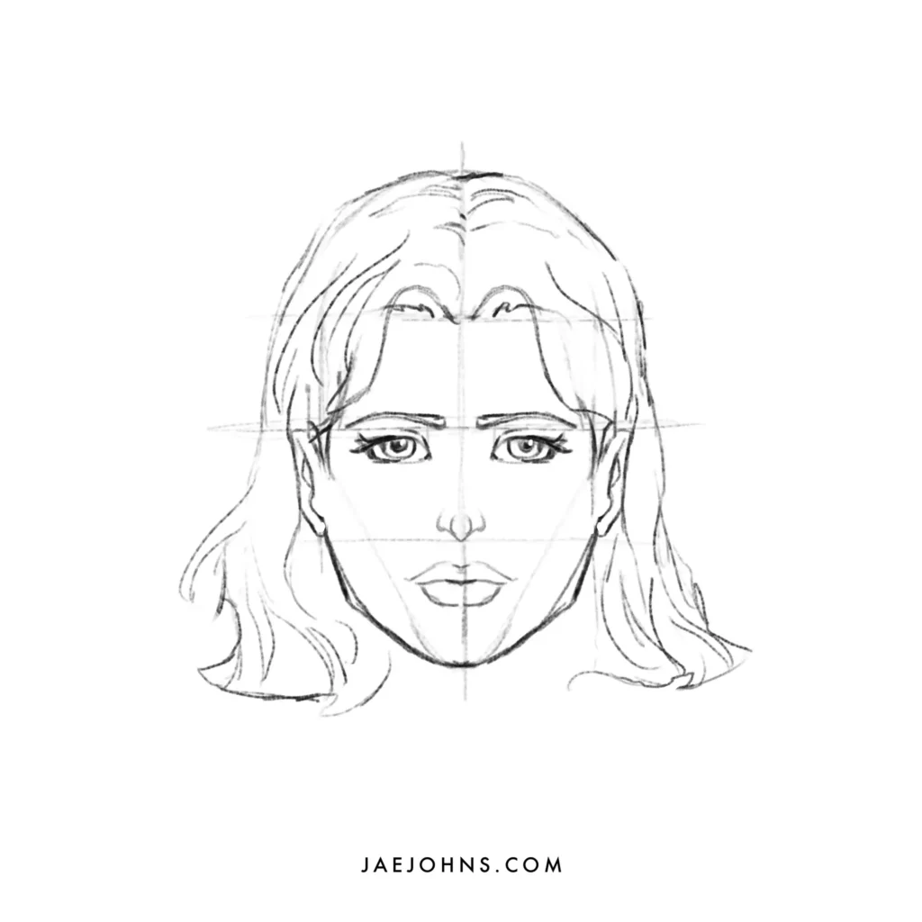 drawing face front view step 10