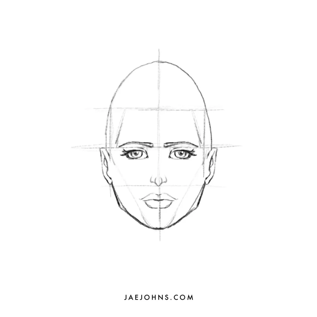 drawing face front view step 8