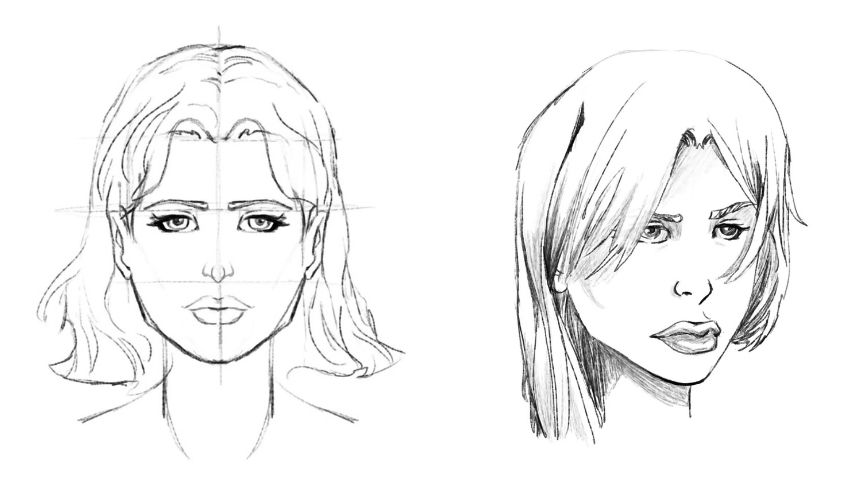 How to Draw a Face Anime & Realistic Female Face Easy