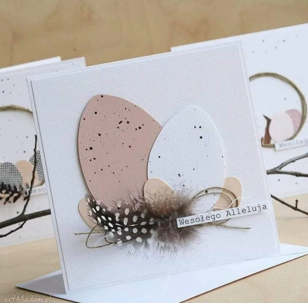 easter card using feather